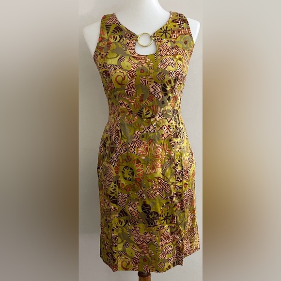 90s Dress Barn Vintage Geometric Print Sheath Dress - Picture 3 of 7